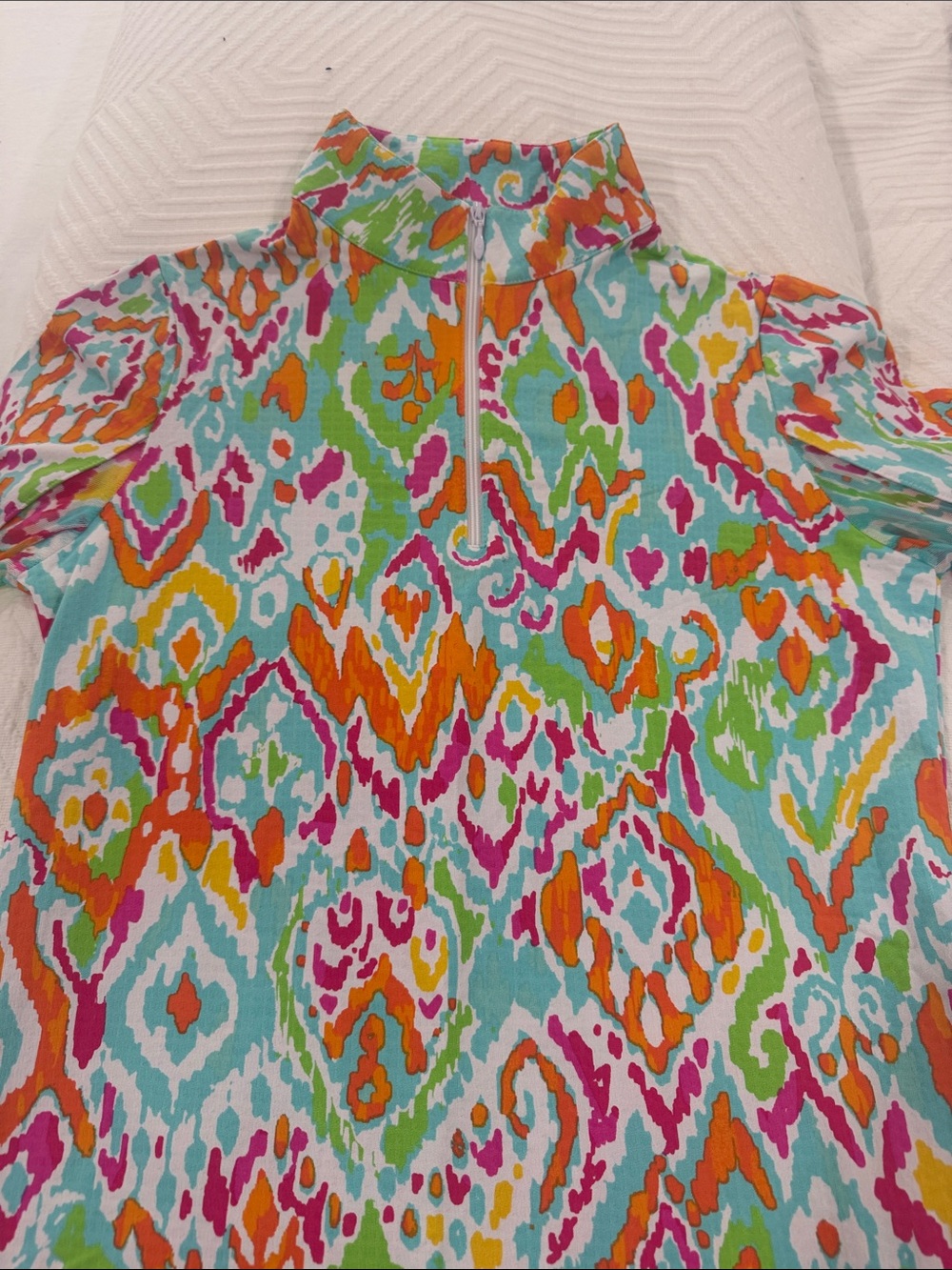 IBKUL Multicolor Printed Zip-Front Active Top